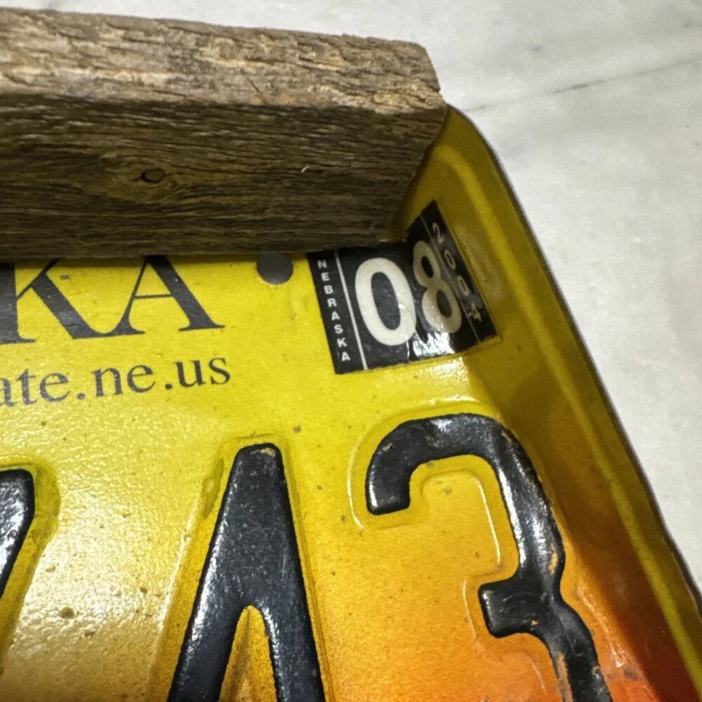Vintage 2008  Nebraska License Plate Hand‎ Crafted Dust Pan.  Dawson County
